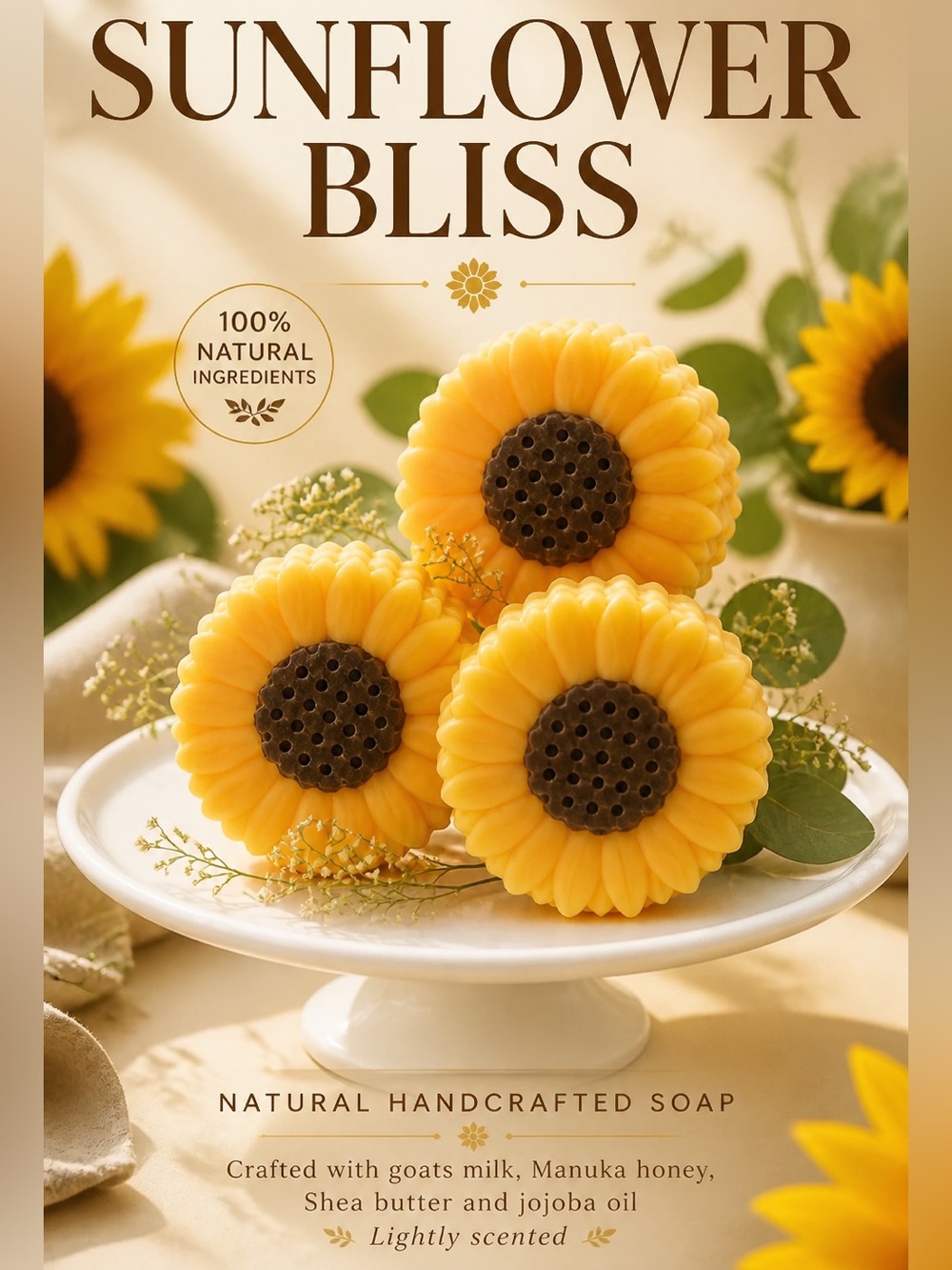 Sunflower Bliss Natural Handcrafted Goat’s Milk & Manuka Honey Soap